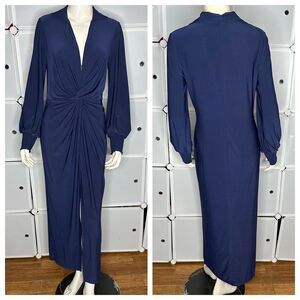 VENUS Blue twist Plunge dress